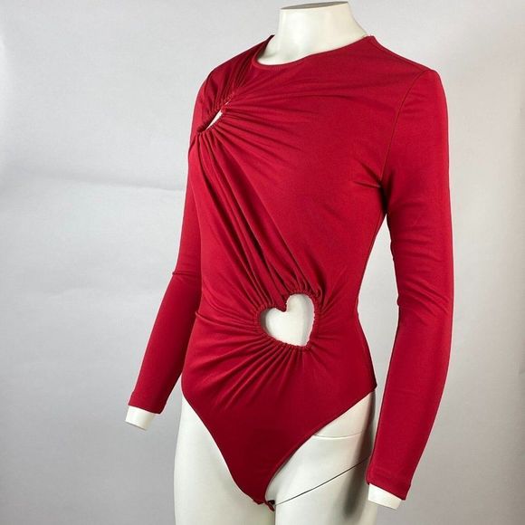 ZARA CUT OUT FITTED BODYSUIT TOP HEARTS - Picture 5 of 14